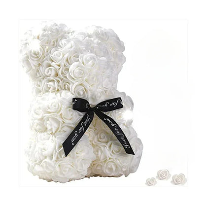ROSEBLOOM BEAR – Handmade rose teddy made from eternal blossoms