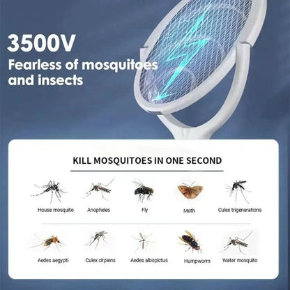 ZapGuard Mosquito Zapper - 5-in-1 mosquito repellent with insect swatter & LED lamp