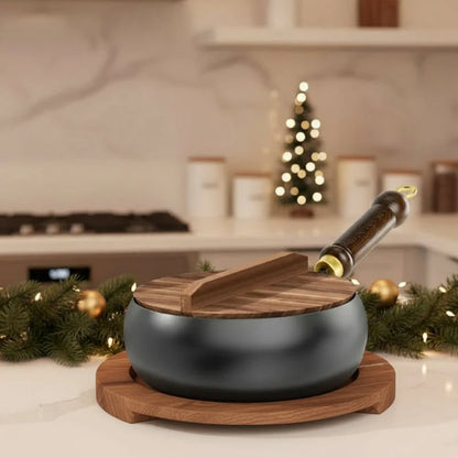 FORGIRON – Hand-forged iron pan with wooden handle and optional lid (24/28 cm)