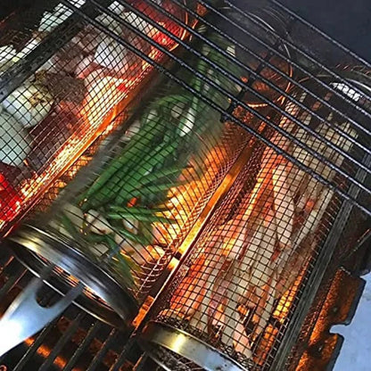 GrillCraft Rotating BBQ basket - stainless steel for even cooking