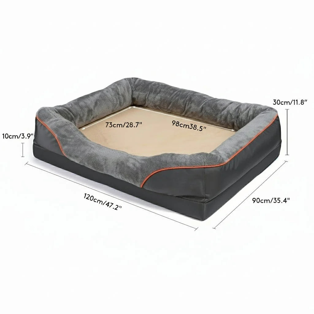 LEVAPET – Waterproof orthopedic dog bed with elevated pillow & memory foam support