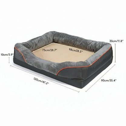 LEVAPET – Waterproof orthopedic dog bed with elevated pillow & memory foam support