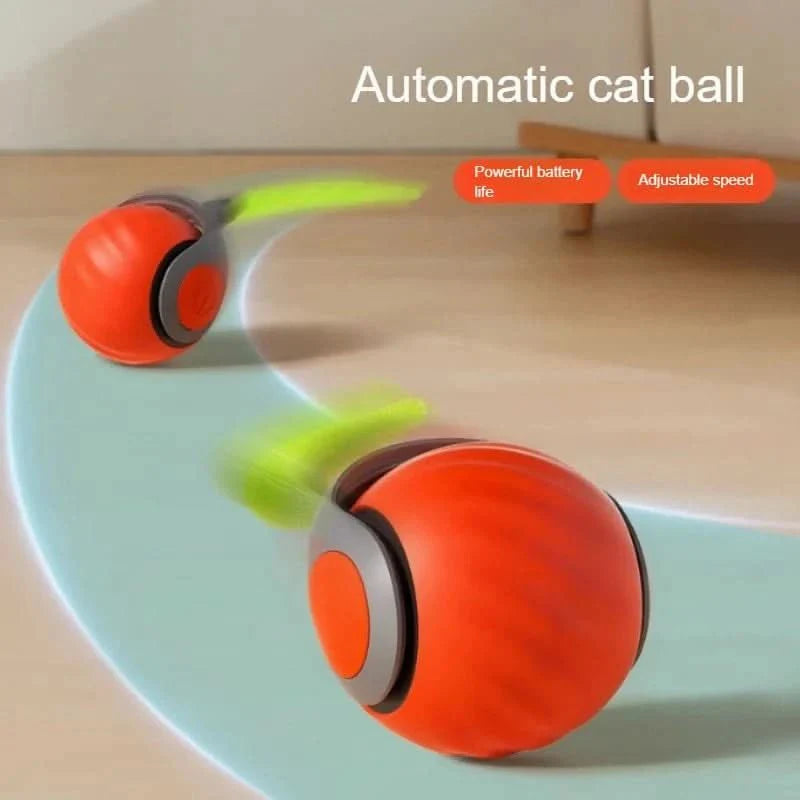 PlayPaws Interactive Rolling Toy - USB Rechargeable with Faux Tail for Pets