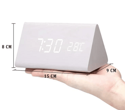 WoodSense LED wooden clock - Voice-controlled & stylish for every room