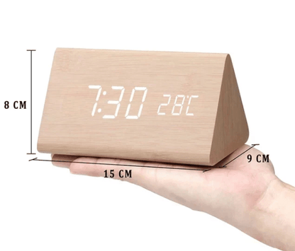 WoodSense LED wooden clock - Voice-controlled & stylish for every room