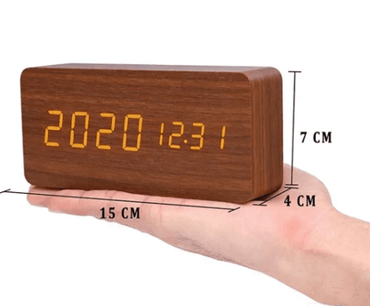 WoodSense LED wooden clock - Voice-controlled & stylish for every room