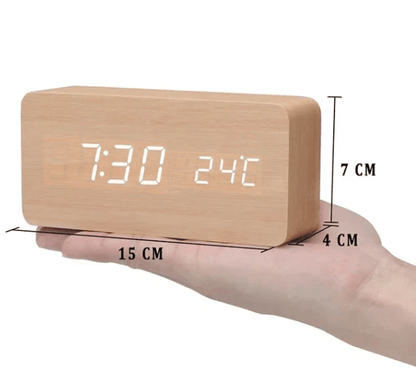 WoodSense LED wooden clock - Voice-controlled & stylish for every room