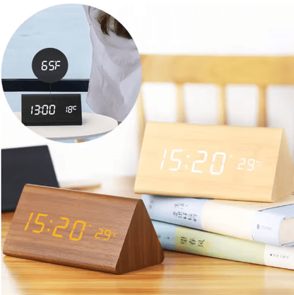 WoodSense LED wooden clock - Voice-controlled & stylish for every room