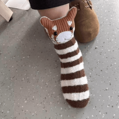 HUGFOOT – Cozy House Socks with Cute 3D Animal Accent & Secure Non-Slip Sole