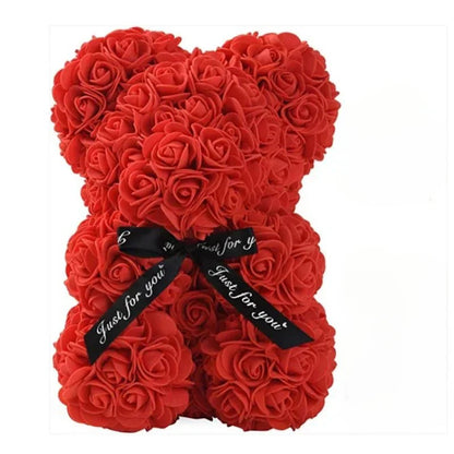 ROSEBLOOM BEAR – Handmade rose teddy made from eternal blossoms