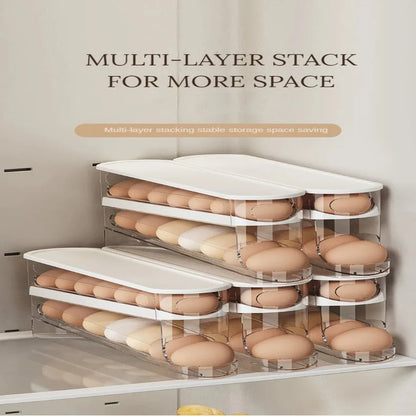 FLOWSTACK – Automatic rolling 2-layer egg organizer for refrigerators