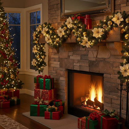 GLOWTWINE – Illuminated Christmas garland made of rattan with warm white LED lights, 2.7 m