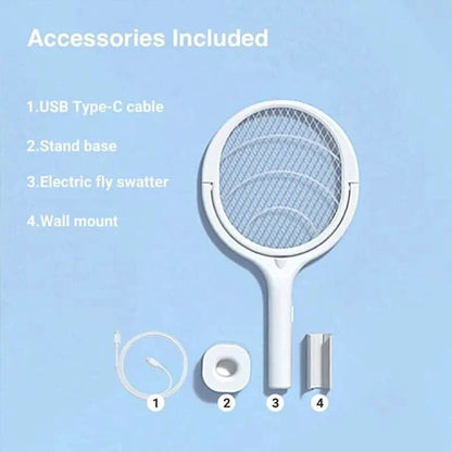 ZapGuard Mosquito Zapper - 5-in-1 mosquito repellent with insect swatter & LED lamp