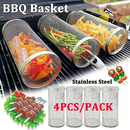 GrillCraft Rotating BBQ basket - stainless steel for even cooking