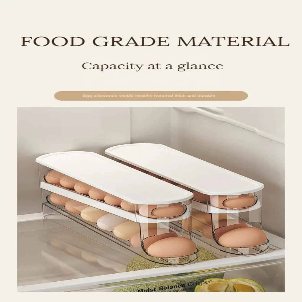 FLOWSTACK – Automatic rolling 2-layer egg organizer for refrigerators