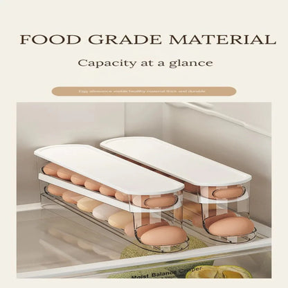 FLOWSTACK – Automatic rolling 2-layer egg organizer for refrigerators
