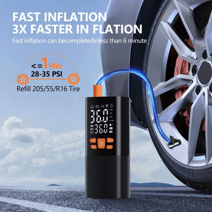 INFLATIQ – Portable 180 PSI Air Compressor with 25000mAh Battery & Digital Pressure Display