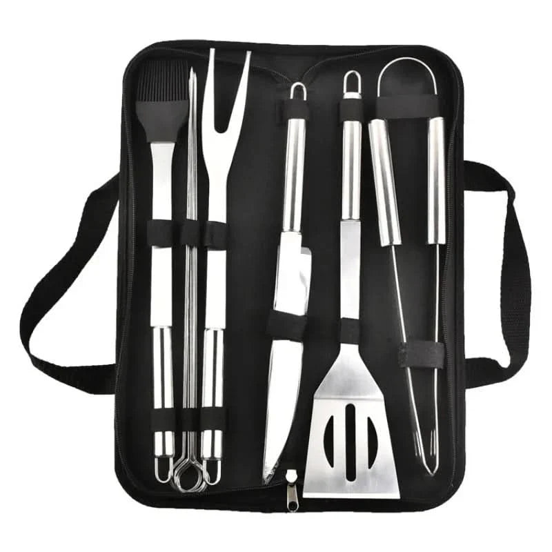 GrillMaster stainless steel utensil set - premium barbecue tools for outdoor use