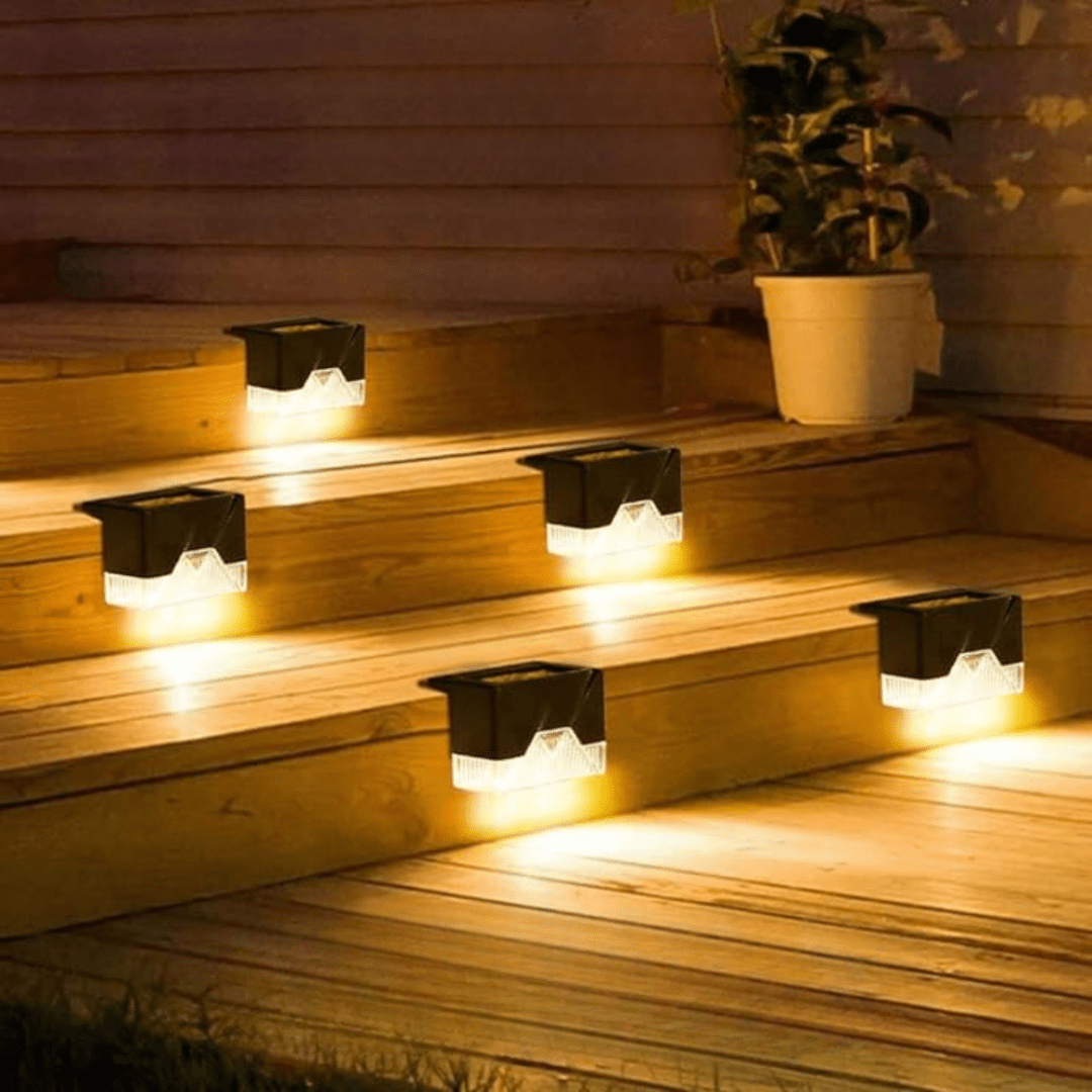 GlowLite Solar - Self-adhesive solar lights for garden, stairs & balcony with warm white light