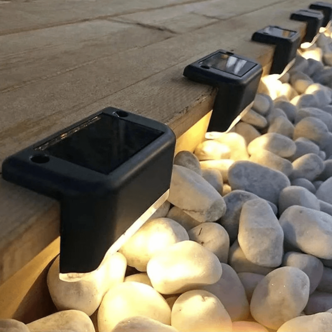 GlowLite Solar - Self-adhesive solar lights for garden, stairs & balcony with warm white light