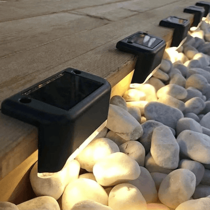 GlowLite Solar - Self-adhesive solar lights for garden, stairs & balcony with warm white light