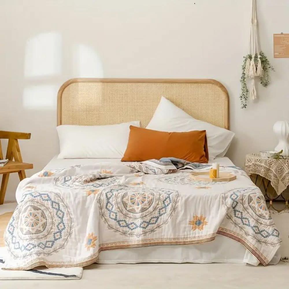 BohoHaven Blanket – Cotton Blanket with Mandala Pattern for Indoor & Outdoor Use