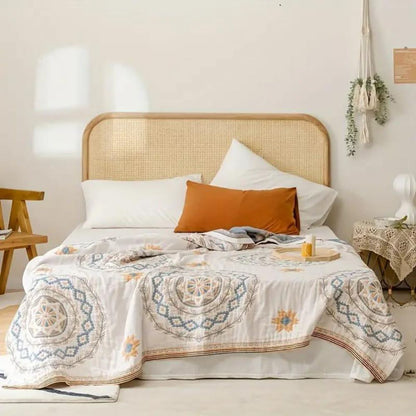 BohoHaven Blanket – Cotton Blanket with Mandala Pattern for Indoor & Outdoor Use