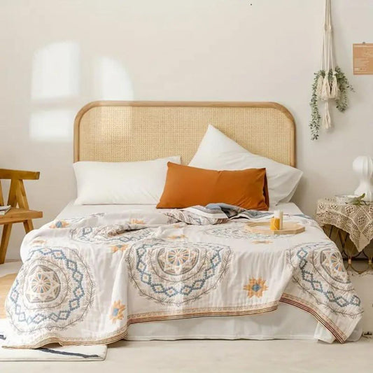 BohoHaven Blanket – Cotton Blanket with Mandala Pattern for Indoor & Outdoor Use