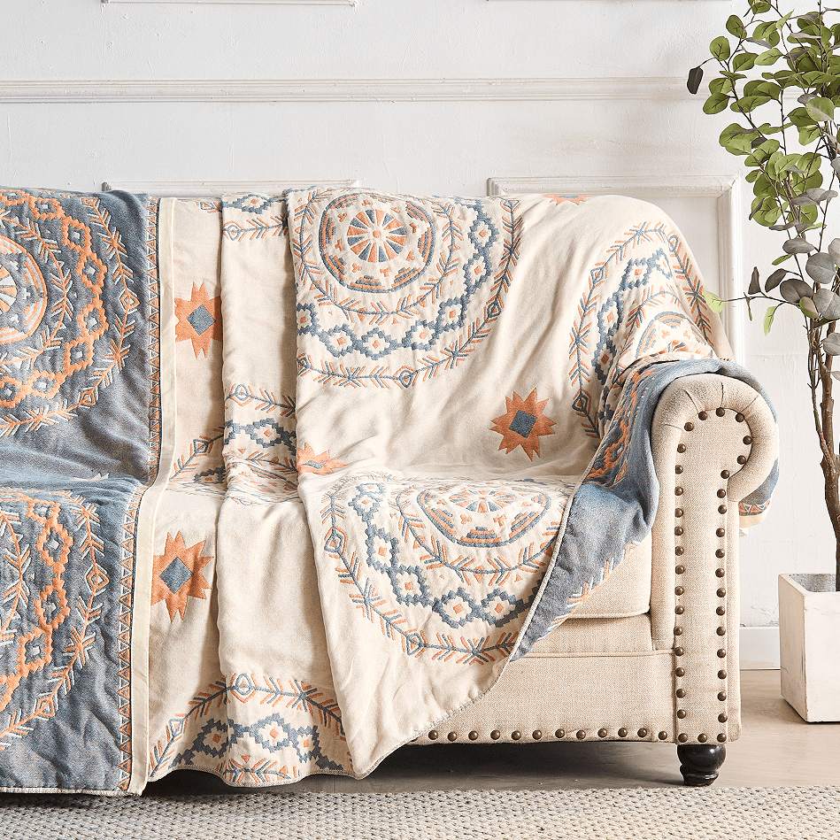 BohoHaven Blanket – Cotton Blanket with Mandala Pattern for Indoor & Outdoor Use