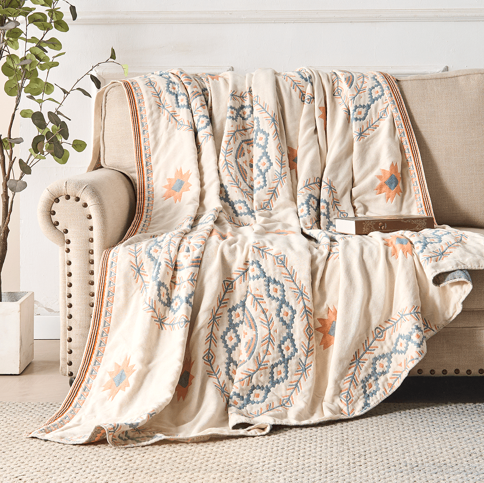 BohoHaven Blanket – Cotton Blanket with Mandala Pattern for Indoor & Outdoor Use