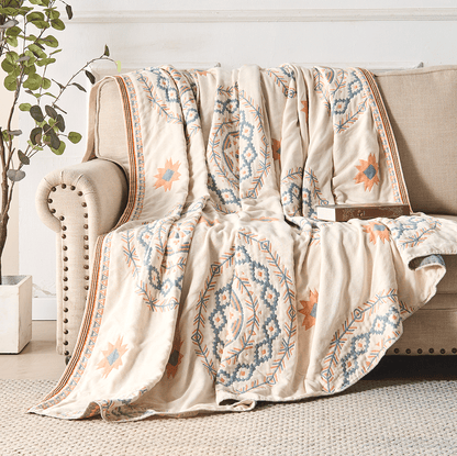 BohoHaven Blanket – Cotton Blanket with Mandala Pattern for Indoor & Outdoor Use