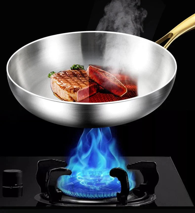 STEELTRIQ – 316 stainless steel frying pan with 7-layer design, 2 mm wall thickness and induction compatibility