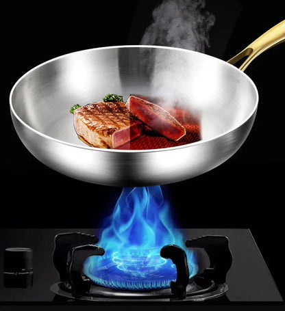 STEELTRIQ – 316 stainless steel frying pan with 7-layer design, 2 mm wall thickness and induction compatibility
