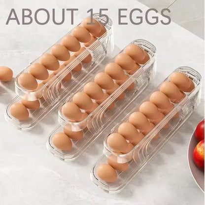 FLOWSTACK – Automatic rolling 2-layer egg organizer for refrigerators