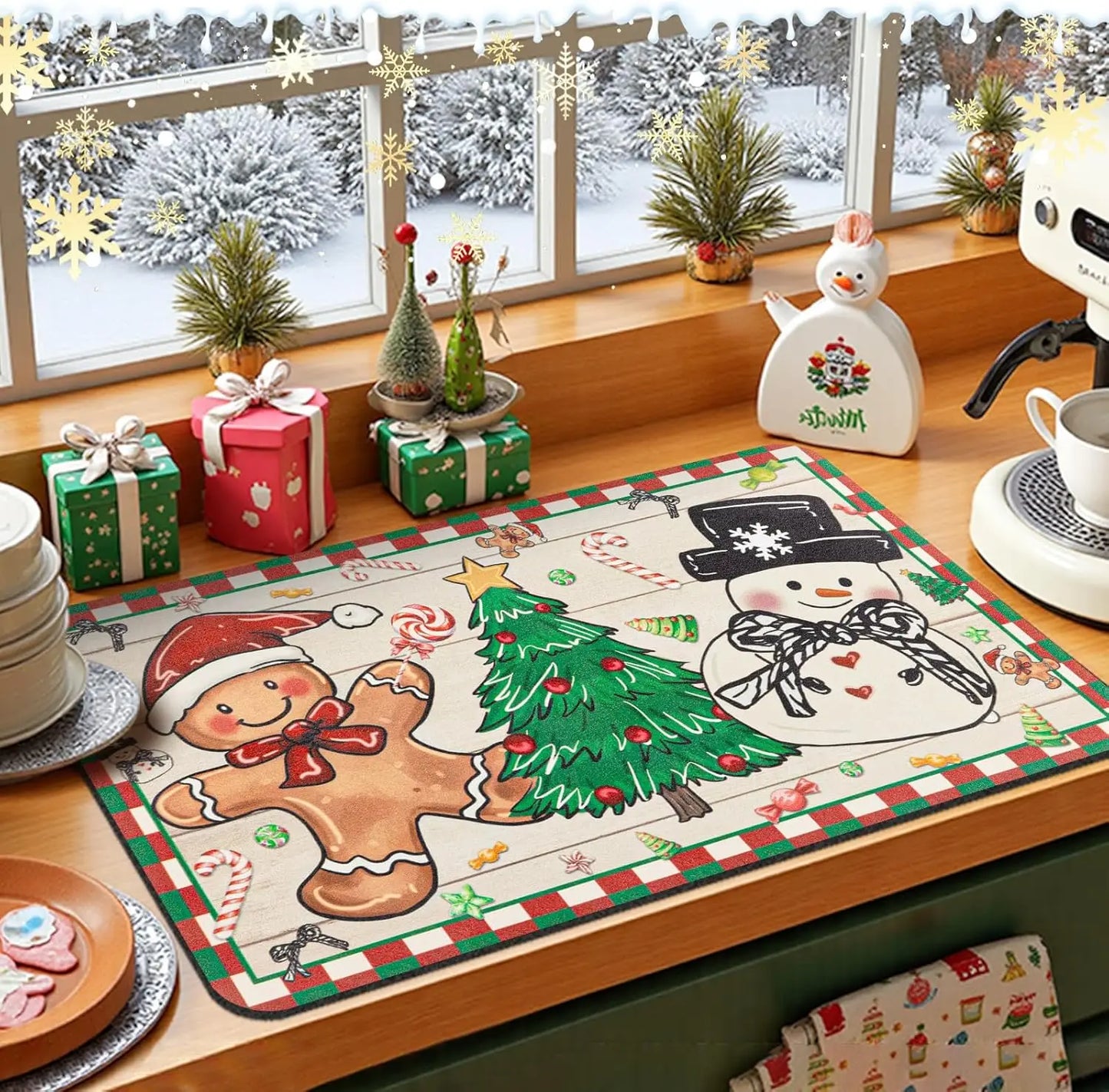 SNOWMATIQ – Christmas kitchen mat for drying & decorative purposes