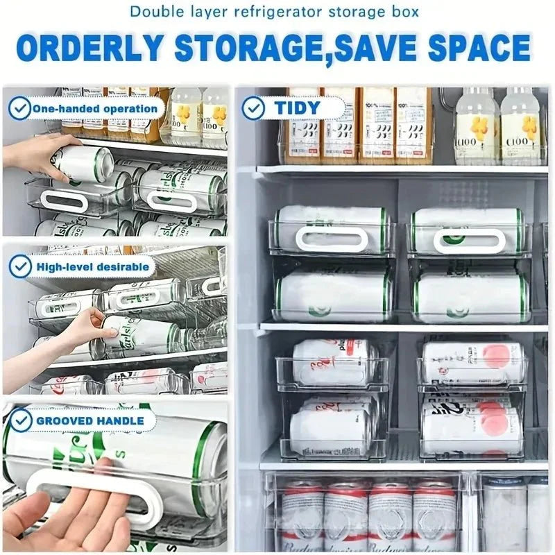 CANSWIFT – 2-tier beverage can dispenser for tidy refrigerators