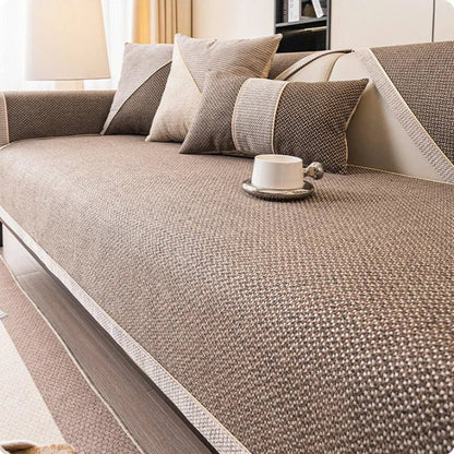 NATURWEFT – Non-slip cotton-linen sofa cover for all seasons