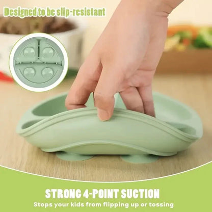 SAUGHALT KIDS – Non-slip Silicone Kids' Plate with Strong Suction Base (BPA-free)
