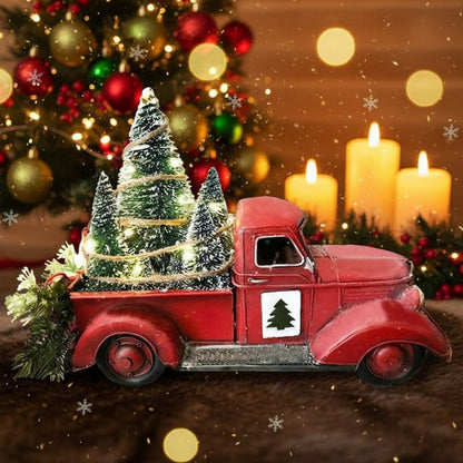 YULEYARDER – Vintage Red Truck Ornament with Mini Tree for Festive Decor
