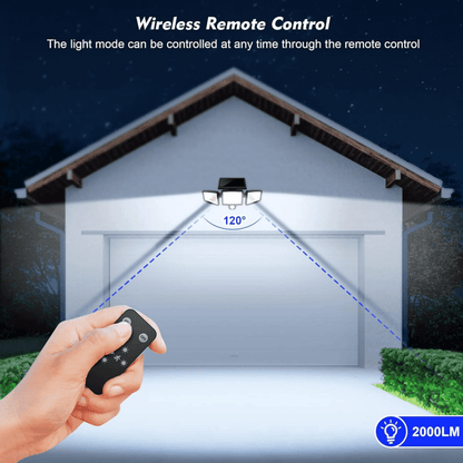 SUNDEFENSE – Solar-powered security light with motion sensor & remote control