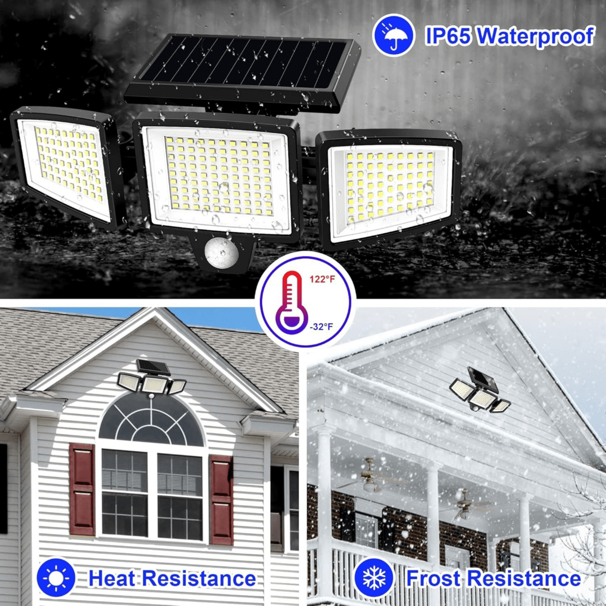 SUNDEFENSE – Solar-powered security light with motion sensor & remote control