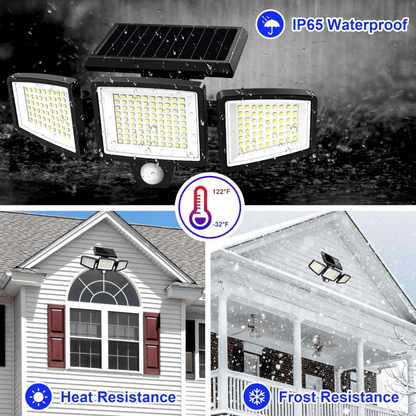SUNDEFENSE – Solar-powered security light with motion sensor & remote control