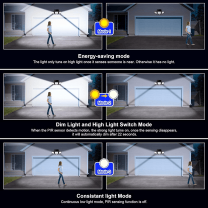 SUNDEFENSE – Solar-powered security light with motion sensor & remote control