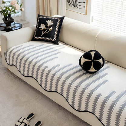 ChevronLuxe – Modern chenille sofa cover with stylish protection