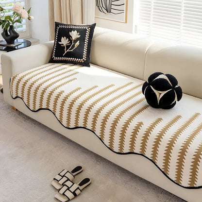 ChevronLuxe – Modern chenille sofa cover with stylish protection