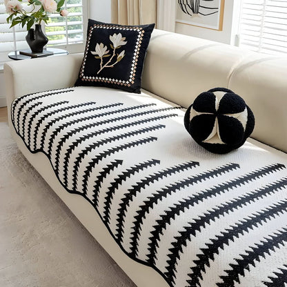 ChevronLuxe – Modern chenille sofa cover with stylish protection