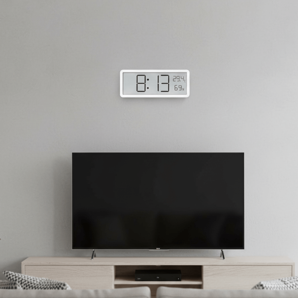TEMPOCLIME – Large digital wall clock with LED display and climate sensor