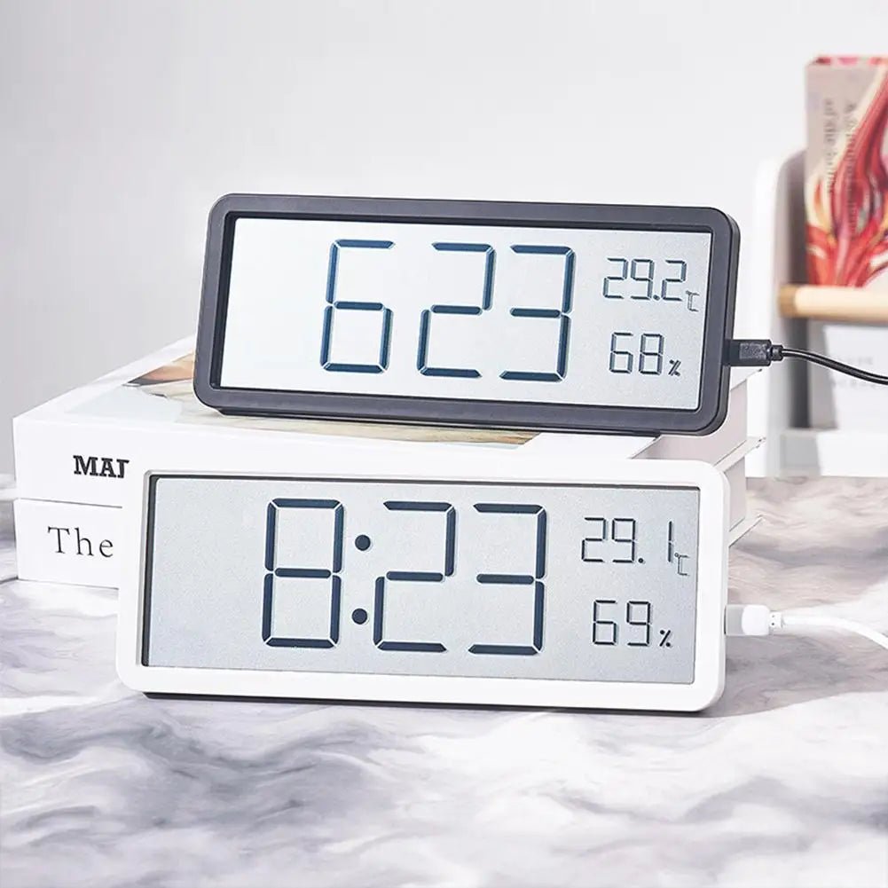 TEMPOCLIME – Large digital wall clock with LED display and climate sensor