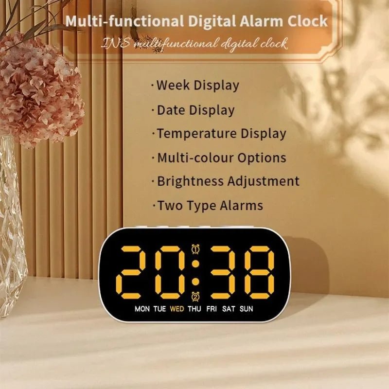 DAYFLOW – Digital LED Alarm Clock with Dual Alarm & Temperature Display