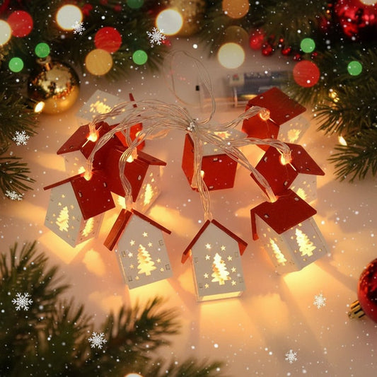 GLIMMERGABLE – Wooden LED House Light with Warm White Light for Festive Accents